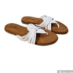 Palms Strappy Flip Flop Sandals Padded Footbed White Size 7